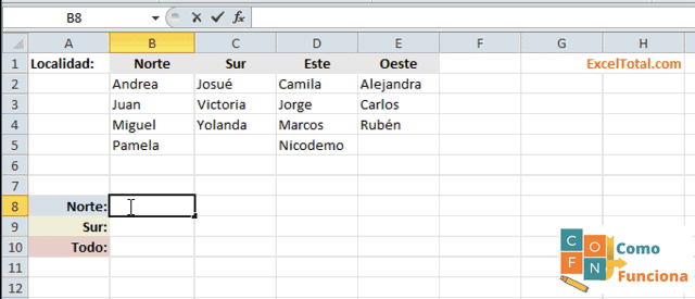Concatenar celdas en Excel